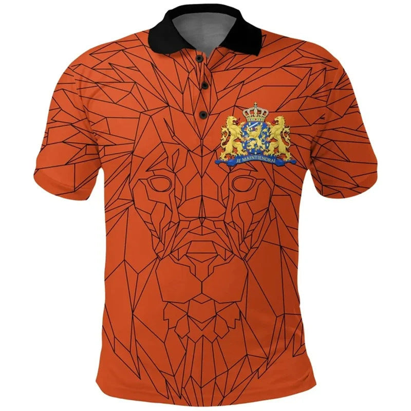 Men's Striped Printed Polo Shirt