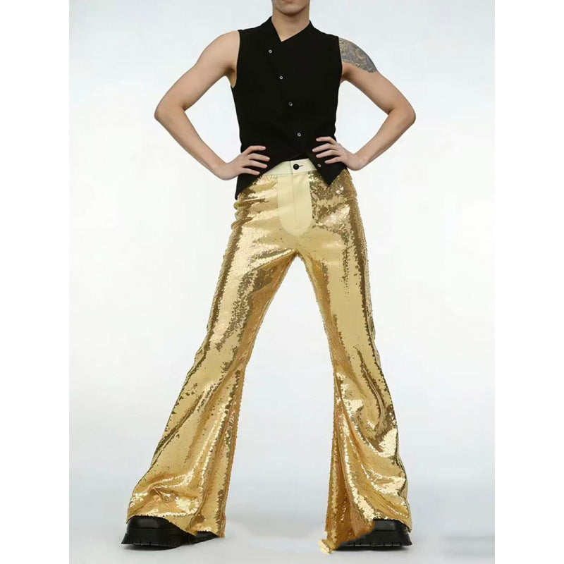 Performance Outfit Gold Silver Black Fashionable Casual Suit Trousers