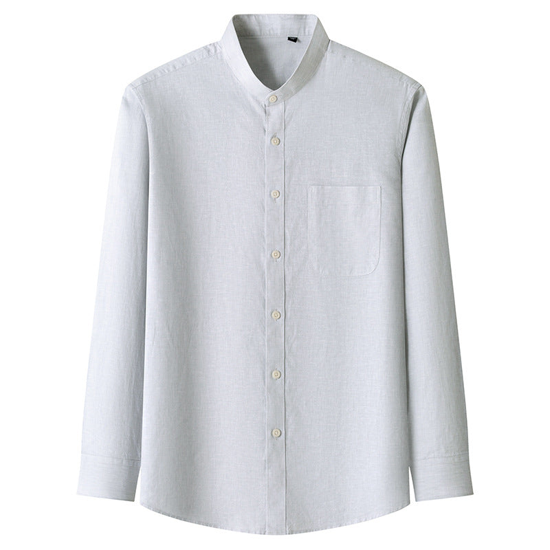 Men's Light-Duty Washed Business-Casual Solid-Color Shirt