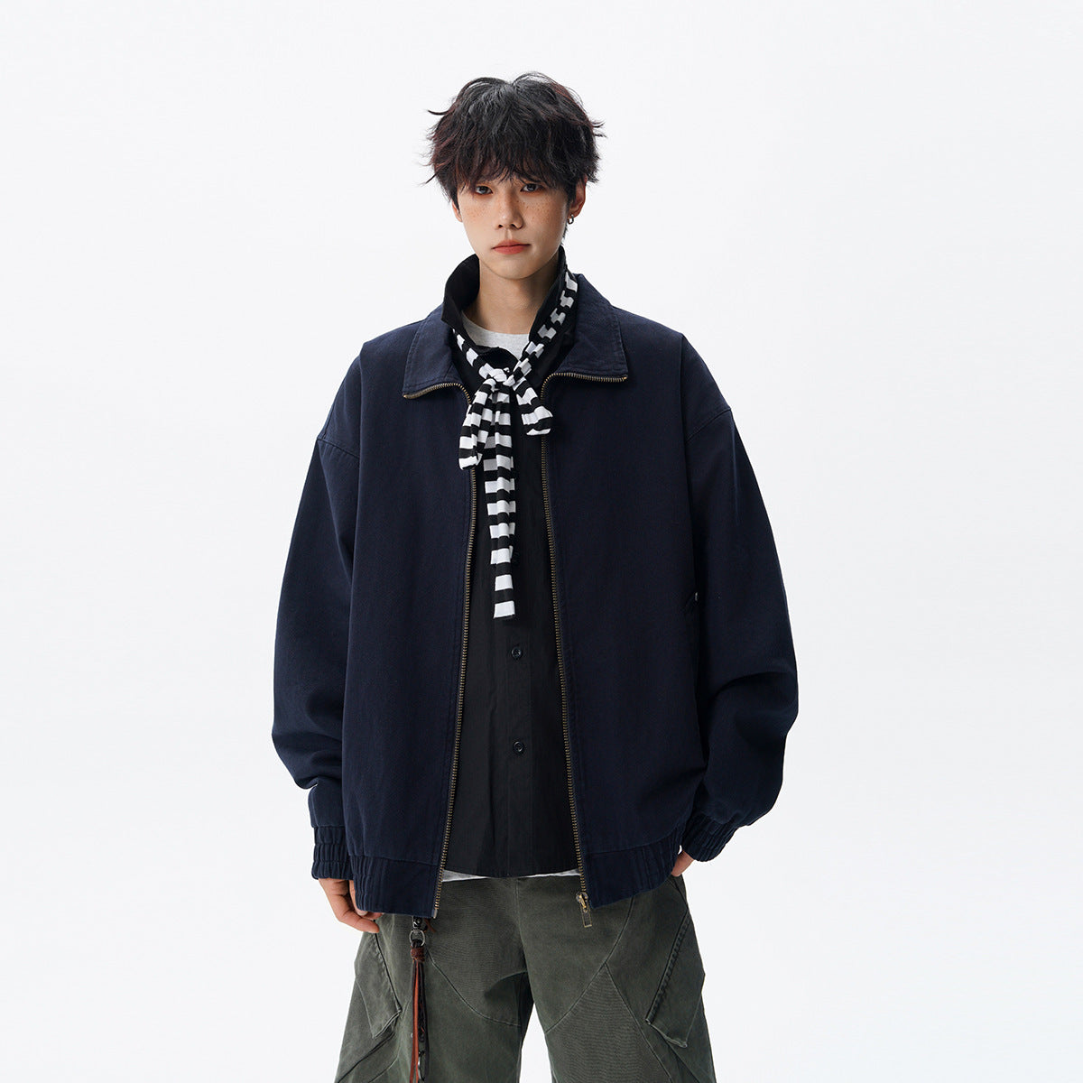 American-style Vintage Workwear Washed And Distressed Jacket