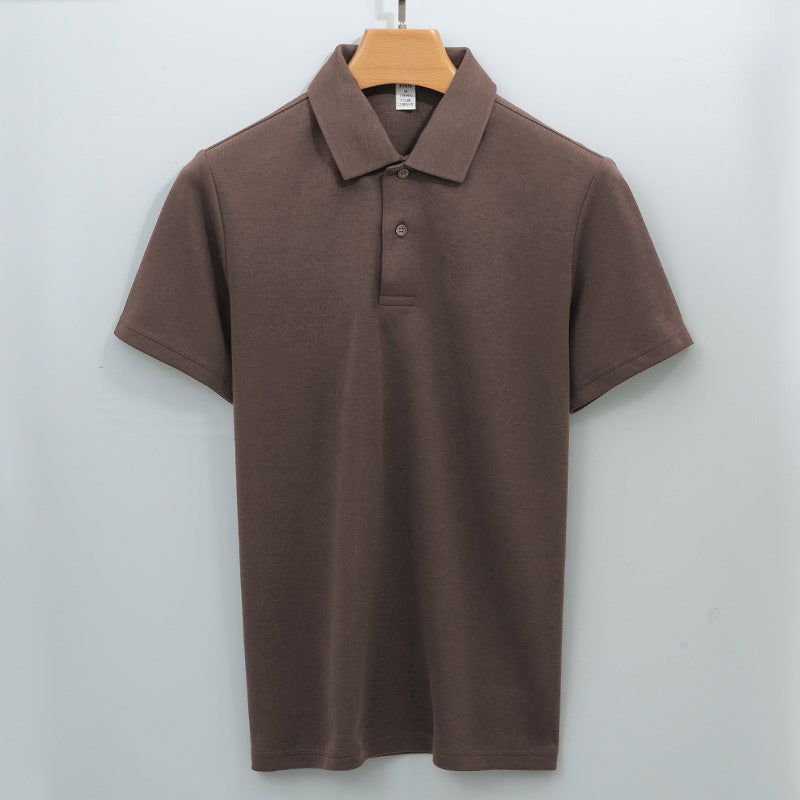 Cotton Seamless Polo-neck Short-sleeve T-shirt