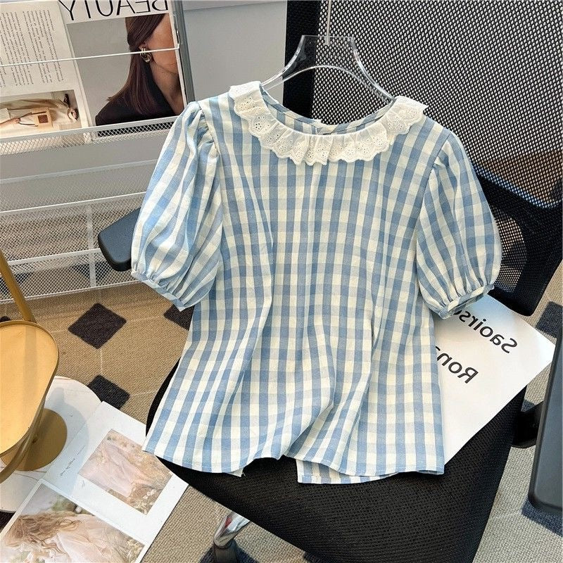 Summer French-style Sweet Fresh And Relaxed-fit Puff-sleeve Top