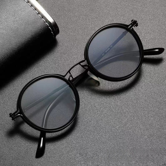 Retro Sunglasses Mens Round-Frame Metal Sun Glasses