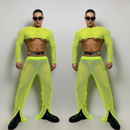 Fluorescent Green Mesh Jazz Set