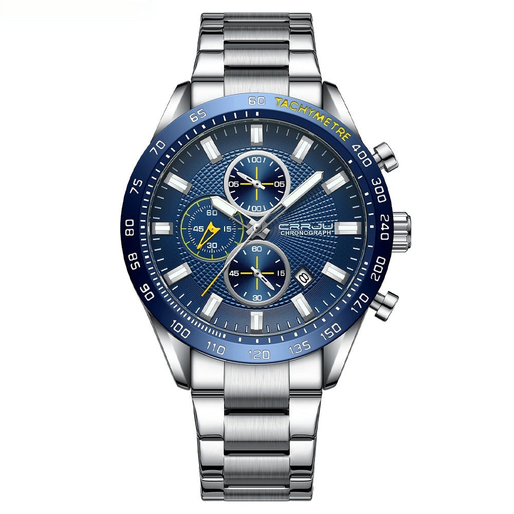 Mens Waterproof Steel-band Six-hand Watch