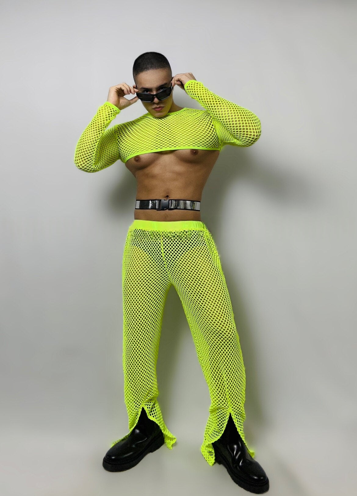 Fluorescent Green Mesh Jazz Set