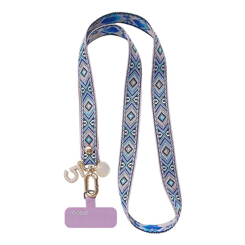 Retro Patterned Embroidered Braided Sturdy Anti-loss Lanyard For Phones