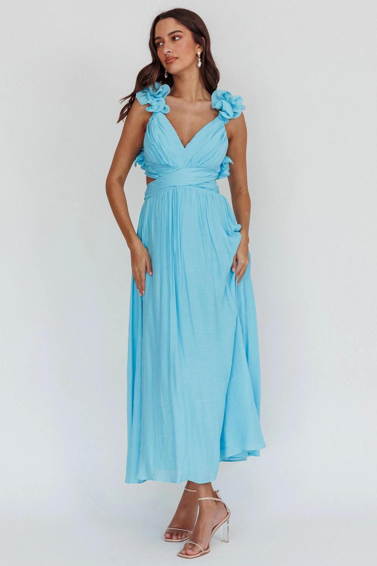 Women's Solid-Colored Casual Backless Cross-Strap Dress