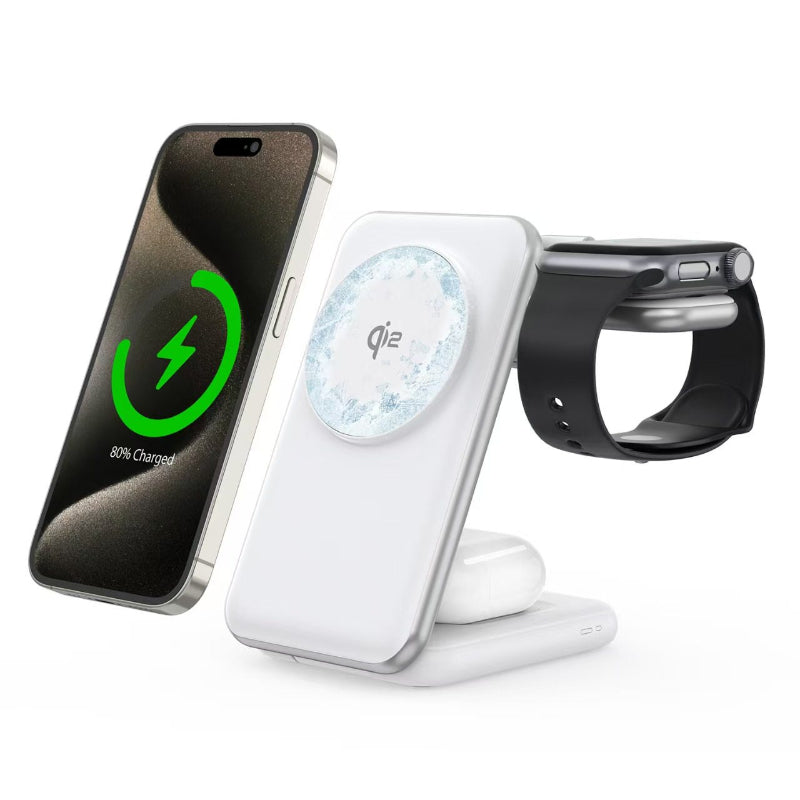 3-in-1 Foldable 25W Wireless Charger For Smartwatches Phones, And Headphones