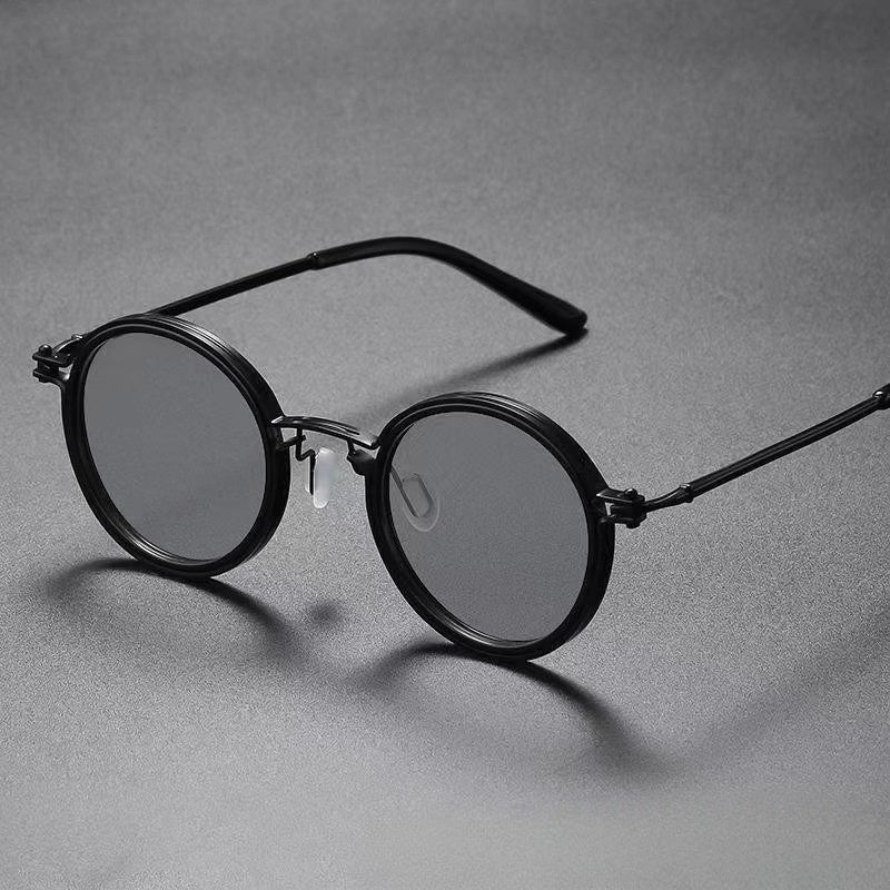 Retro Sunglasses Mens Round-Frame Metal Sun Glasses