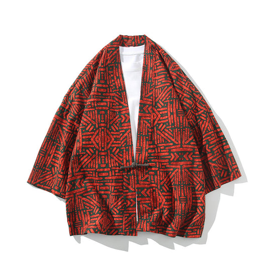 Tang-style Hanfu Three-quarter Sleeve Shirt Men's Spring