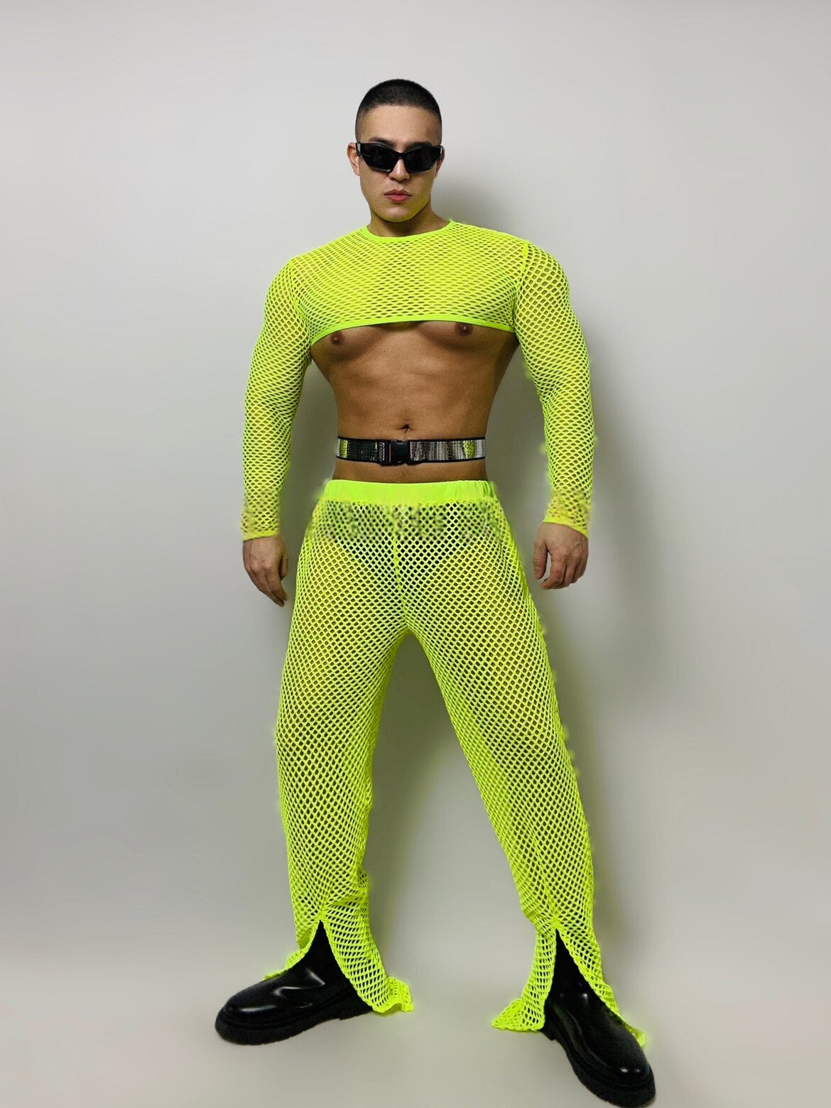 Fluorescent Green Mesh Jazz Set