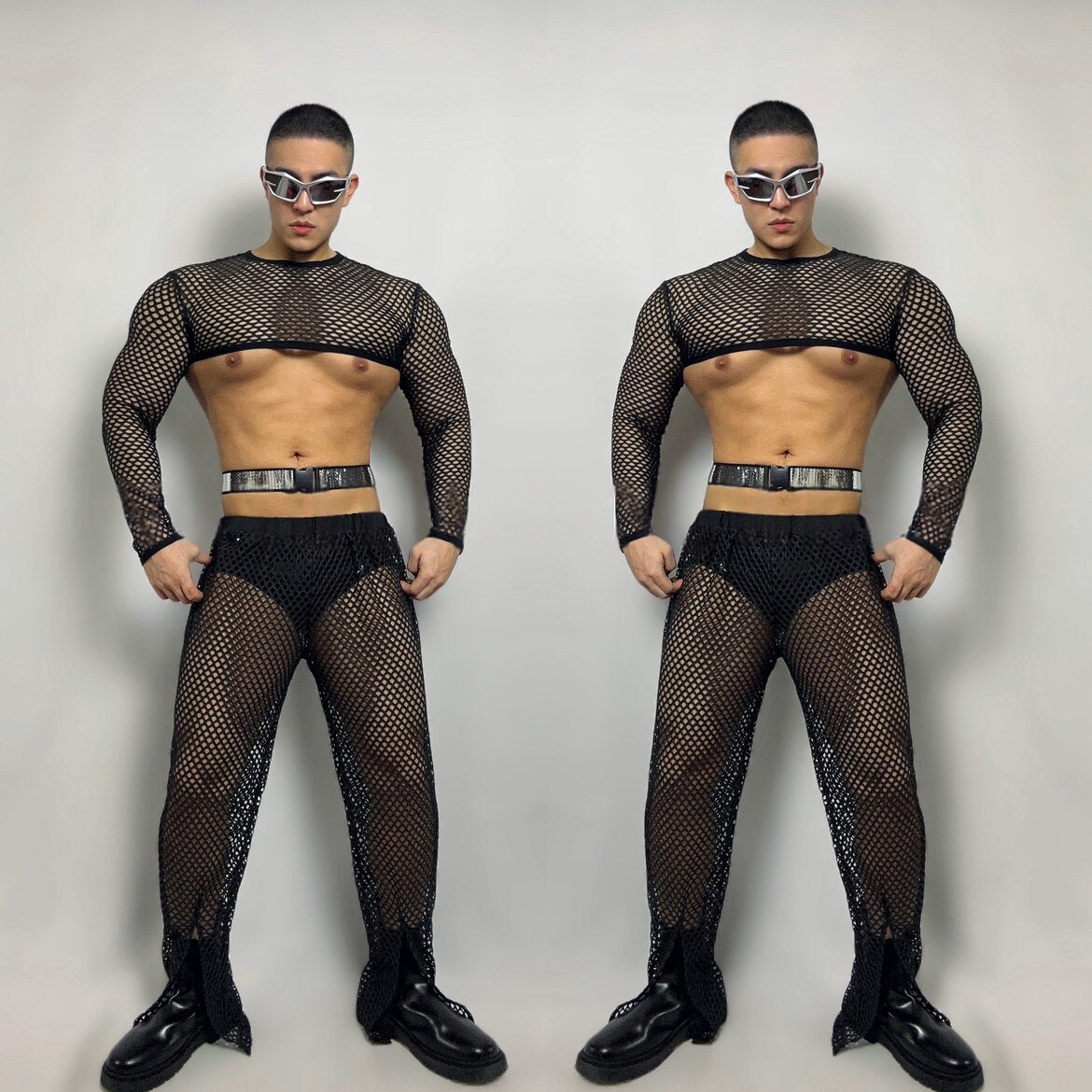 Nightclub Sexy Black Mesh Jazz Set