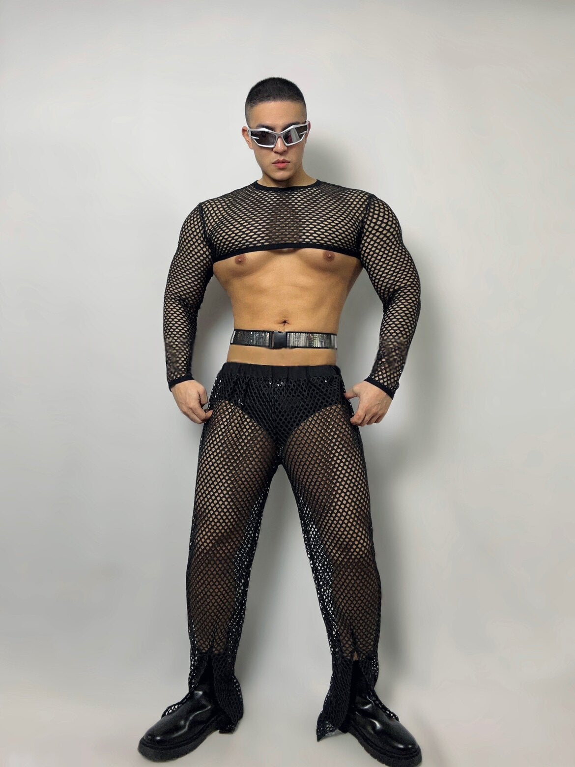 Nightclub Sexy Black Mesh Jazz Set
