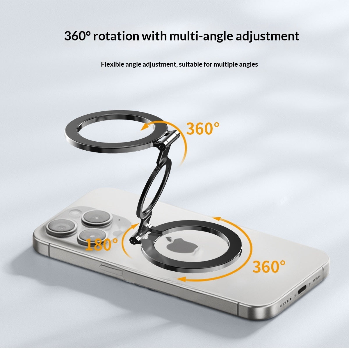 Dual-head Magnetic Ring Holder With Foldable Strong-magnetic Back Mount For Phones