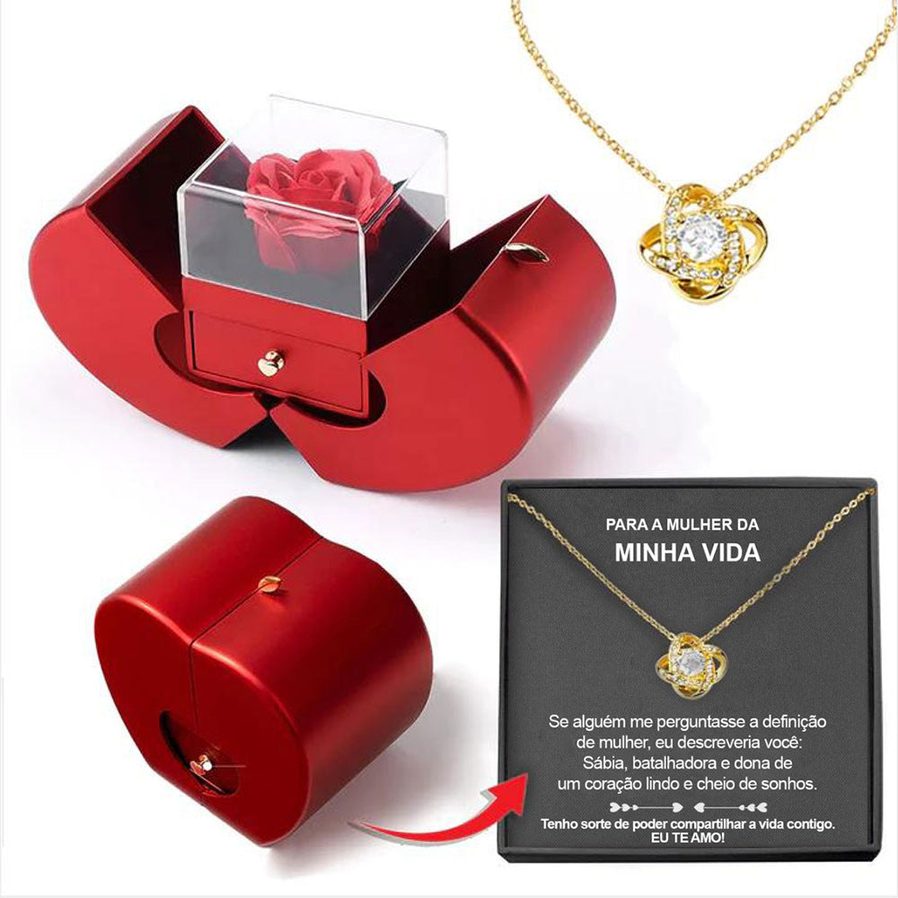 Fashion Jewelry Box Red Apple Christmas Gift Necklace 