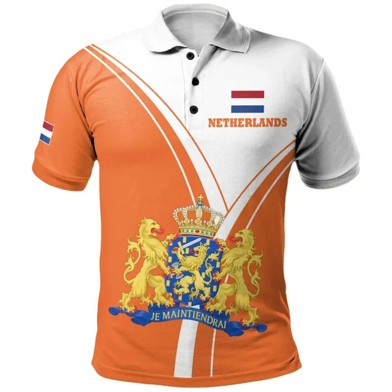 Men's Striped Printed Polo Shirt