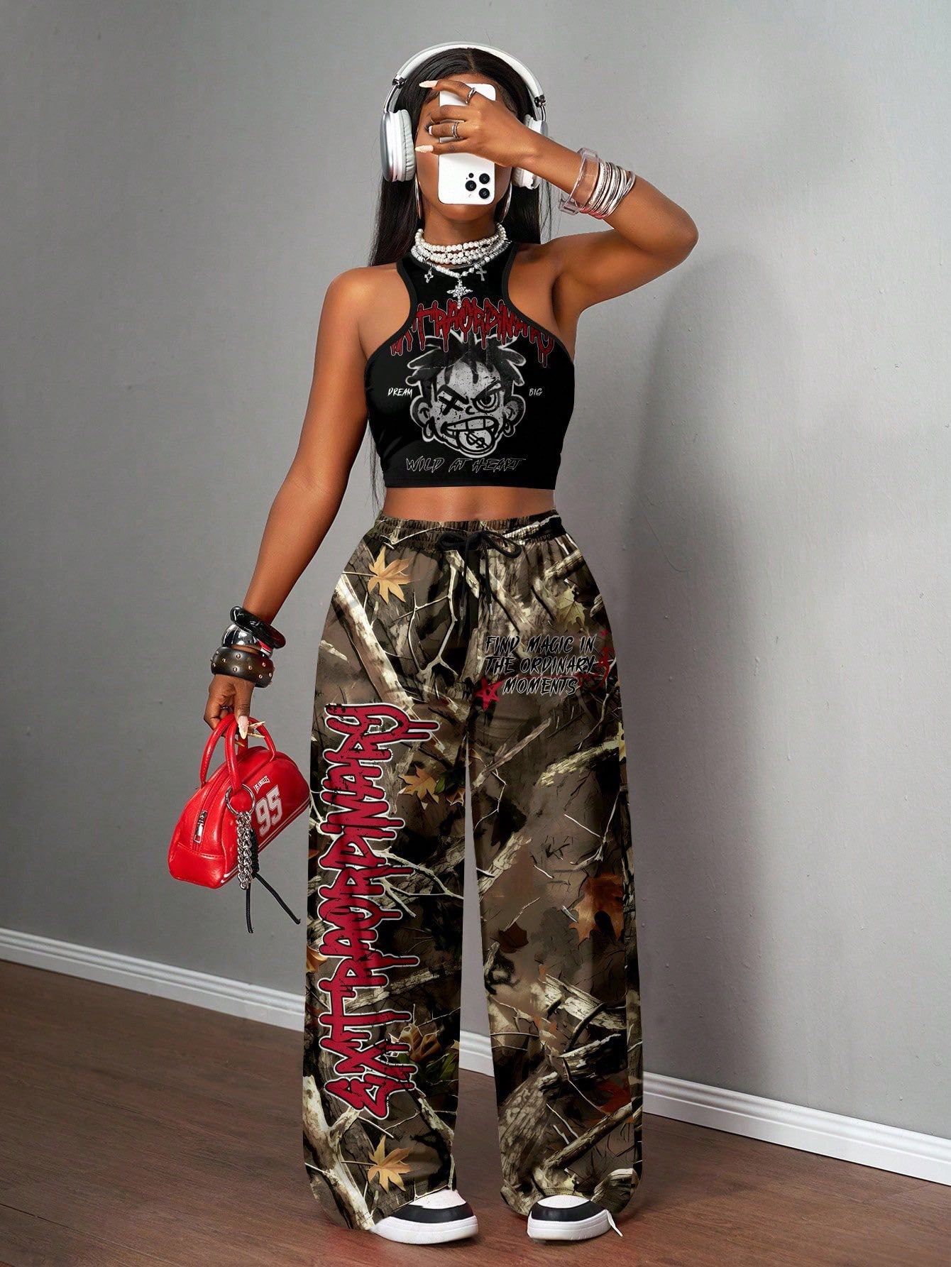 Printed Tank Top  Casual Wide-leg Pants Set