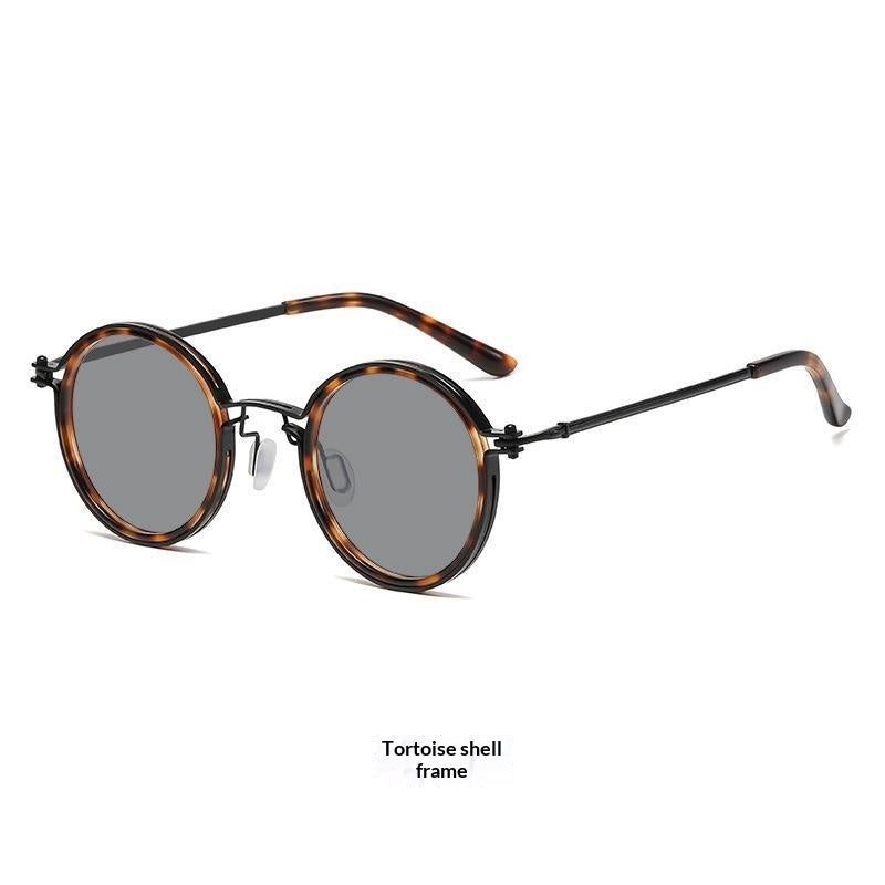 Retro Sunglasses Mens Round-Frame Metal Sun Glasses
