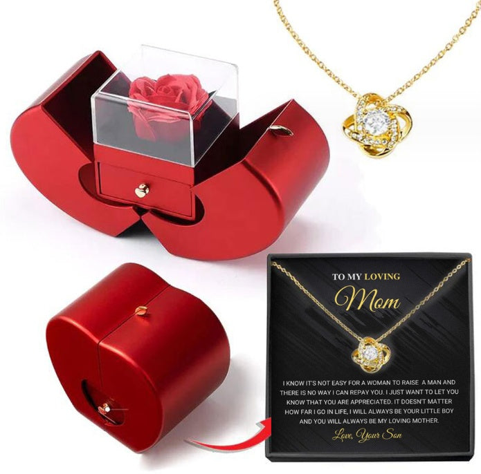 Fashion Jewelry Box Red Apple Christmas Gift Necklace 
