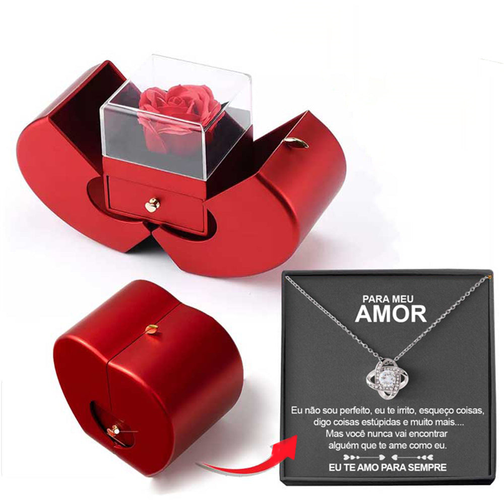 Fashion Jewelry Box Red Apple Christmas Gift Necklace 
