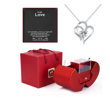 Fashion Jewelry Box Red Apple Christmas Gift Necklace 