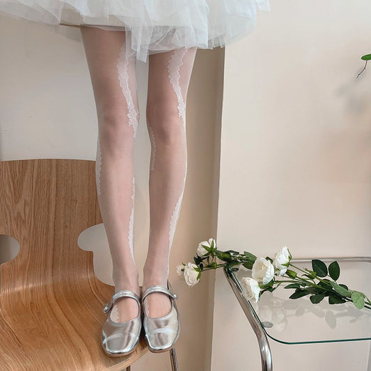 Flower Stockings Solid Color Rose Sexy Base Stockings Women's Pantyhose
