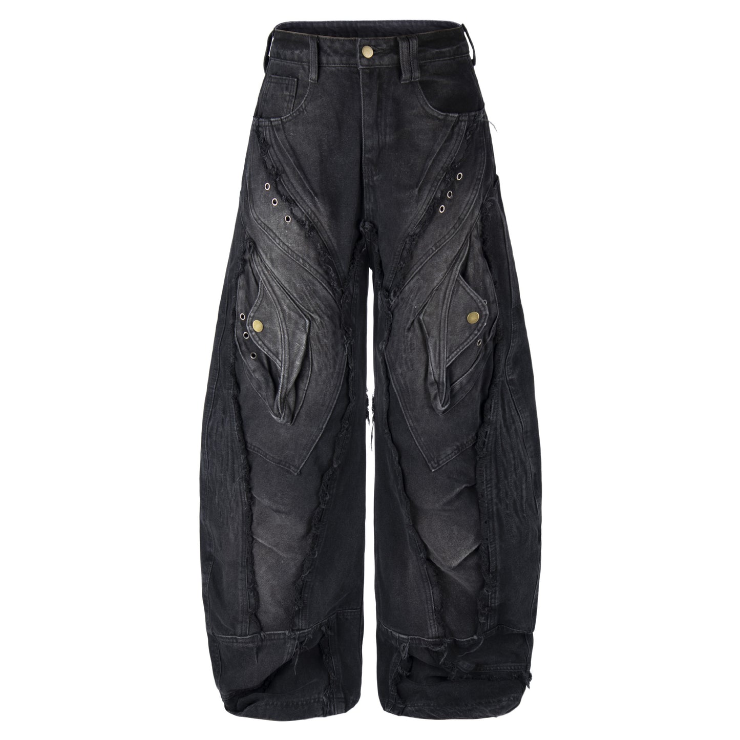 Lucky Pattern Embroidered Patchwork Jeans