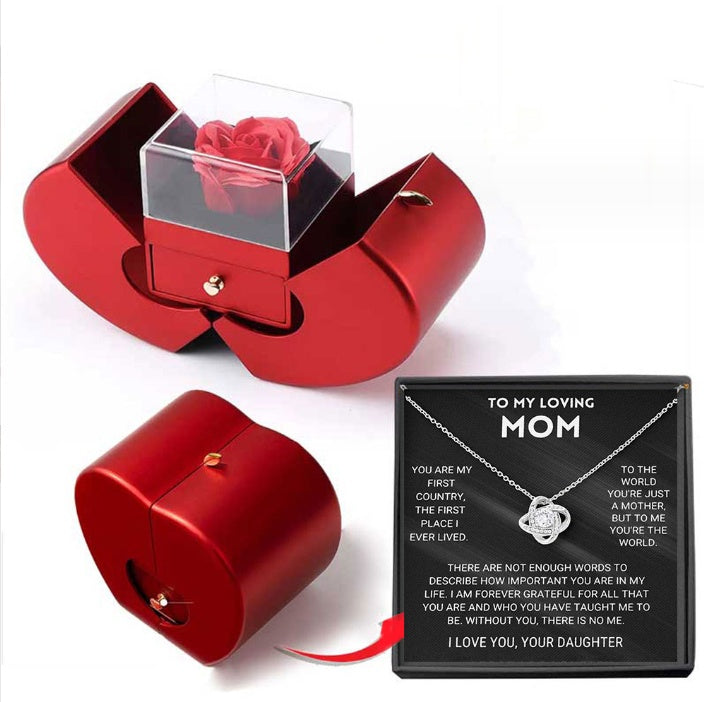 Fashion Jewelry Box Red Apple Christmas Gift Necklace 
