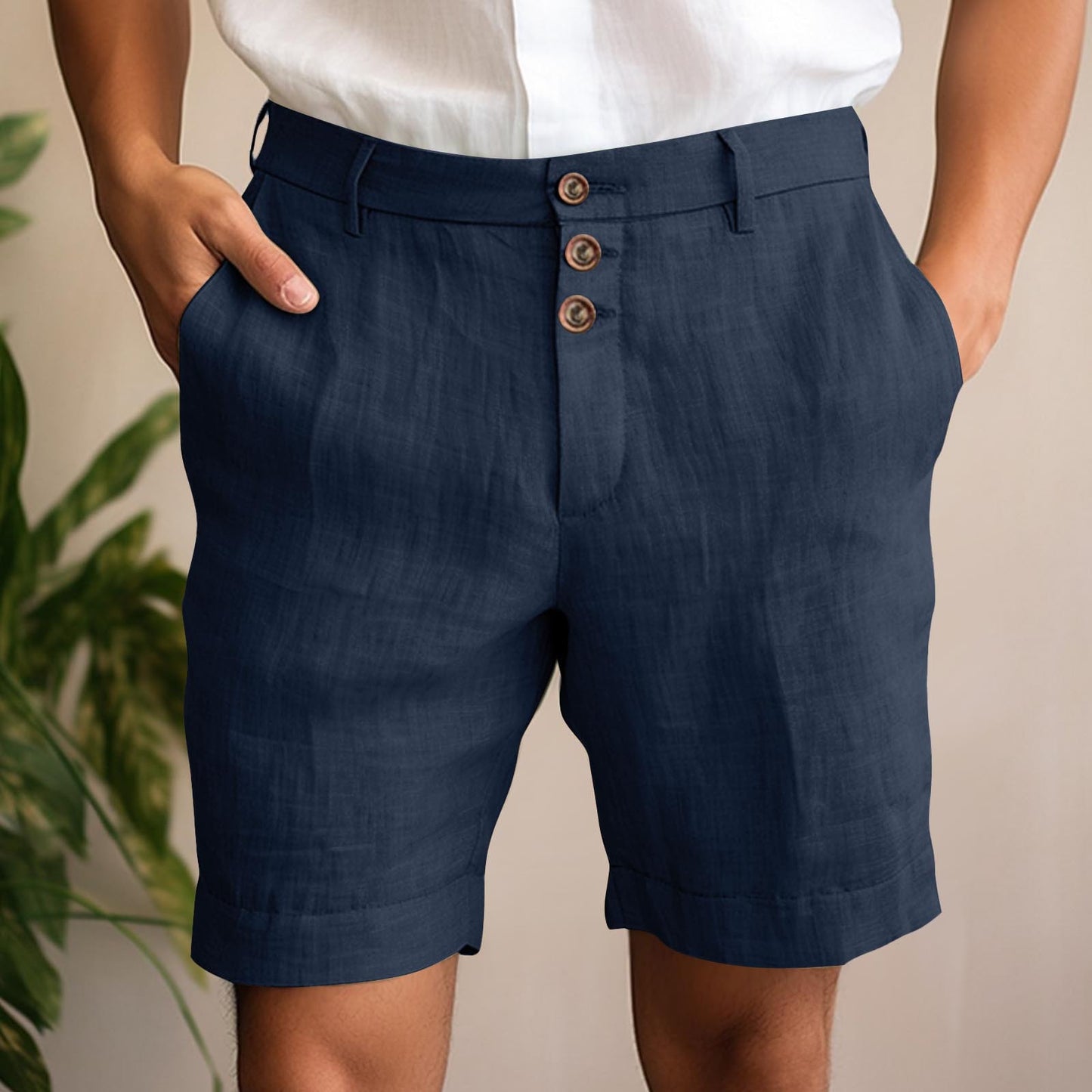 Comfortable And Breathable Cotton-blend Shorts For Leisure And Vacation