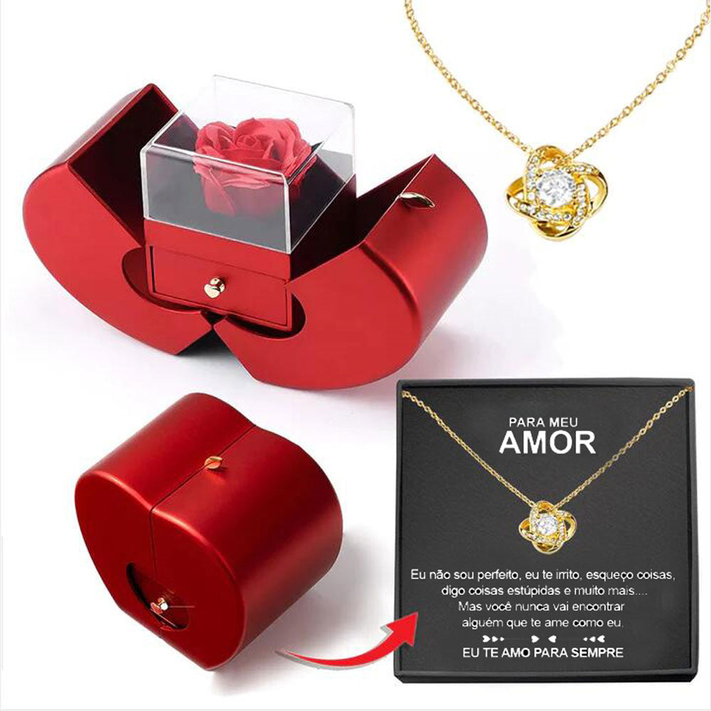 Fashion Jewelry Box Red Apple Christmas Gift Necklace 