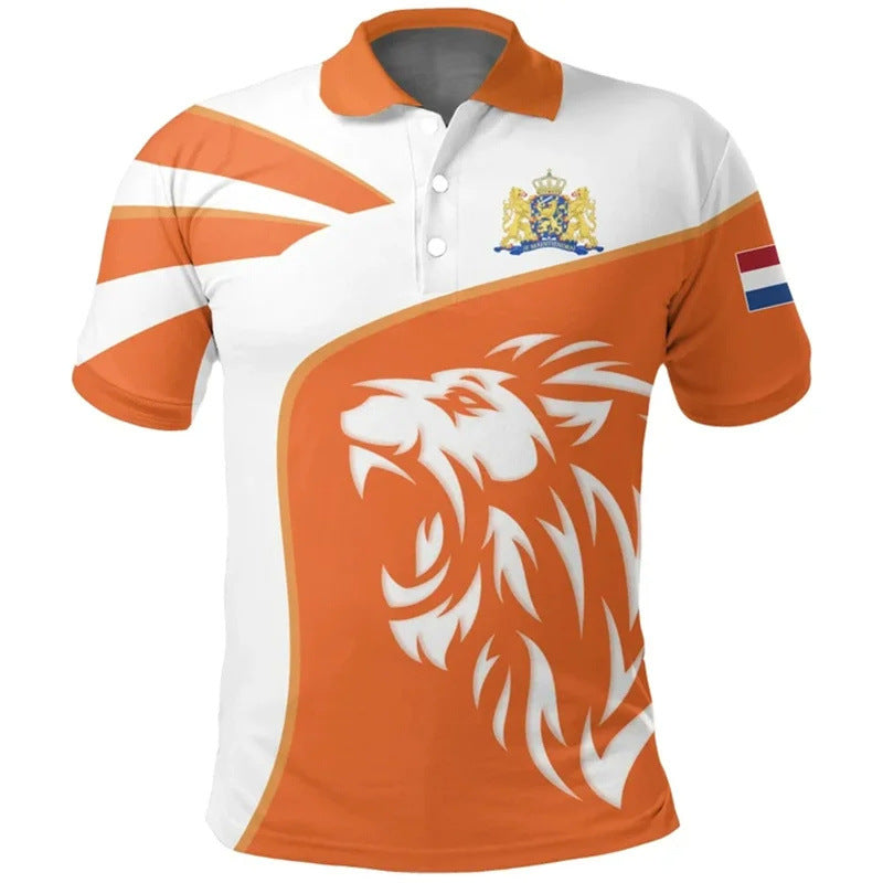 Men's Striped Printed Polo Shirt