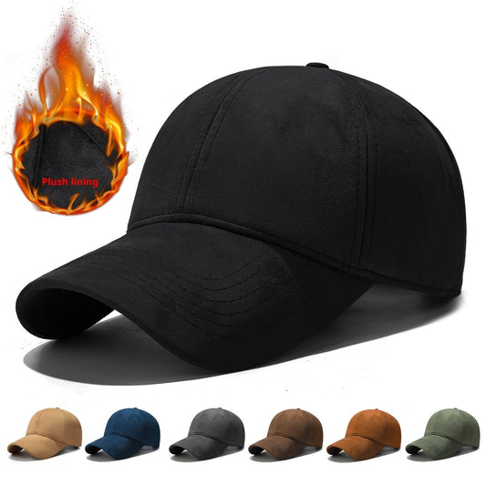 Winter Fleece-Lined Warm Plain Baseball Cap Sheepskin Fleece
