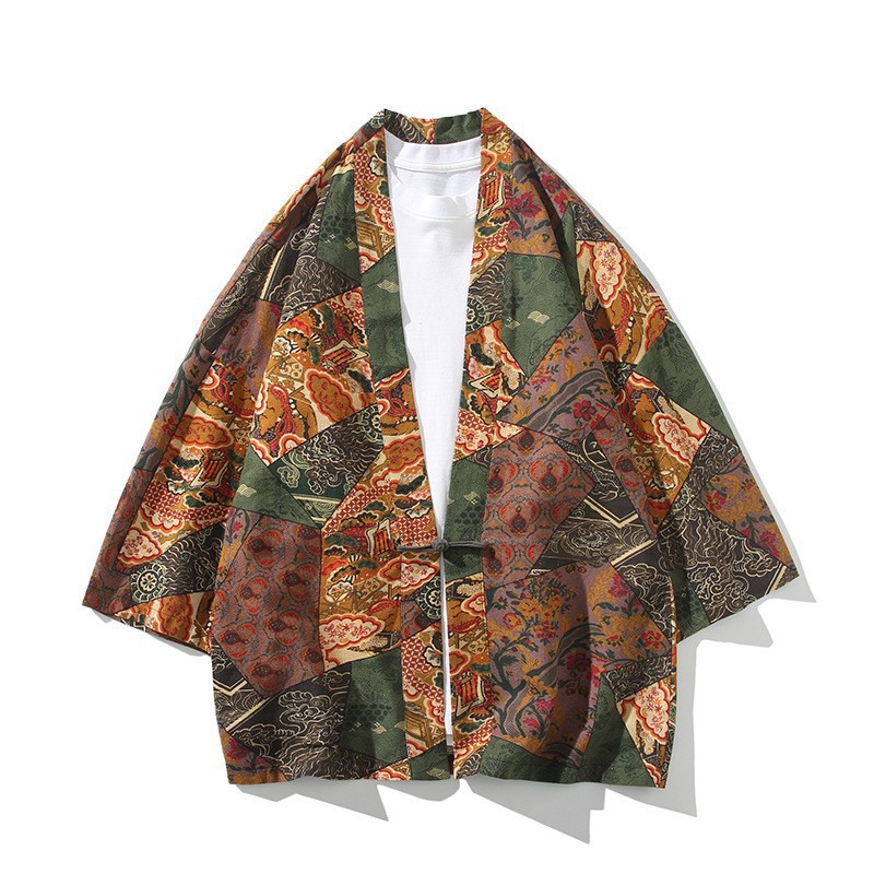 Tang-style Hanfu Three-quarter Sleeve Shirt Men's Spring