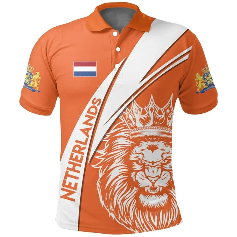 Men's Striped Printed Polo Shirt