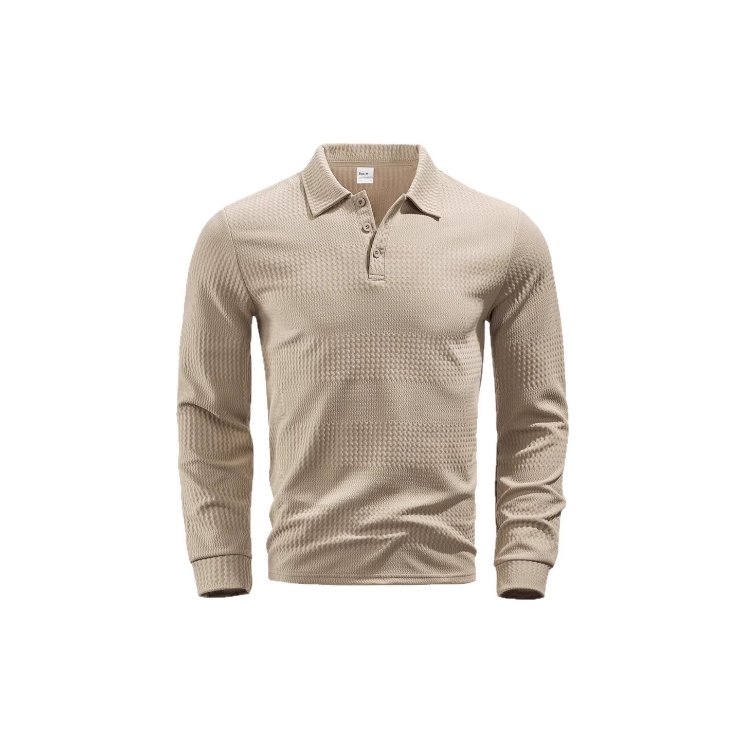 Long-sleeve Buttoned Textured Lapel Top