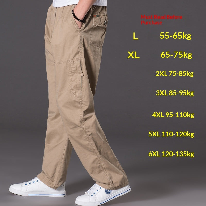 Men's Washed Casual Pants Multi-Pocket Plus-Size Work Trousers