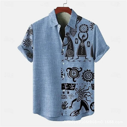 Retro Casual Short Sleeved Shirt For Men