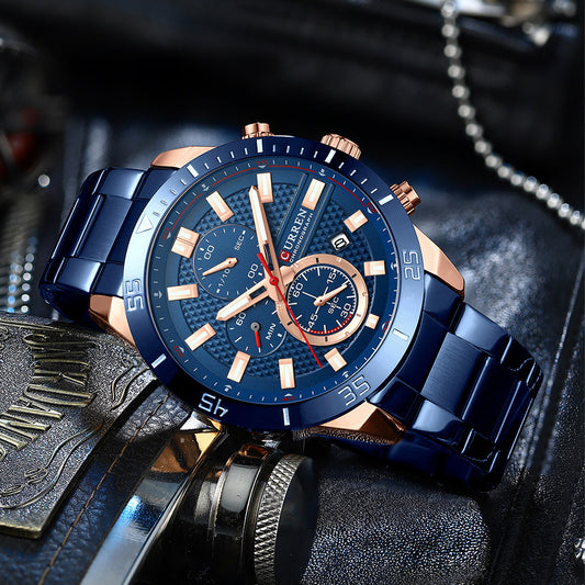 Men's Multifunctional Quartz Waterproof Watch