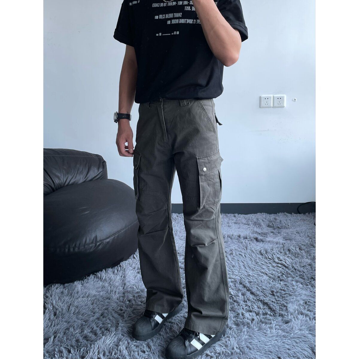 Mens Denim Loose-Fit Slimming Casual Trousers