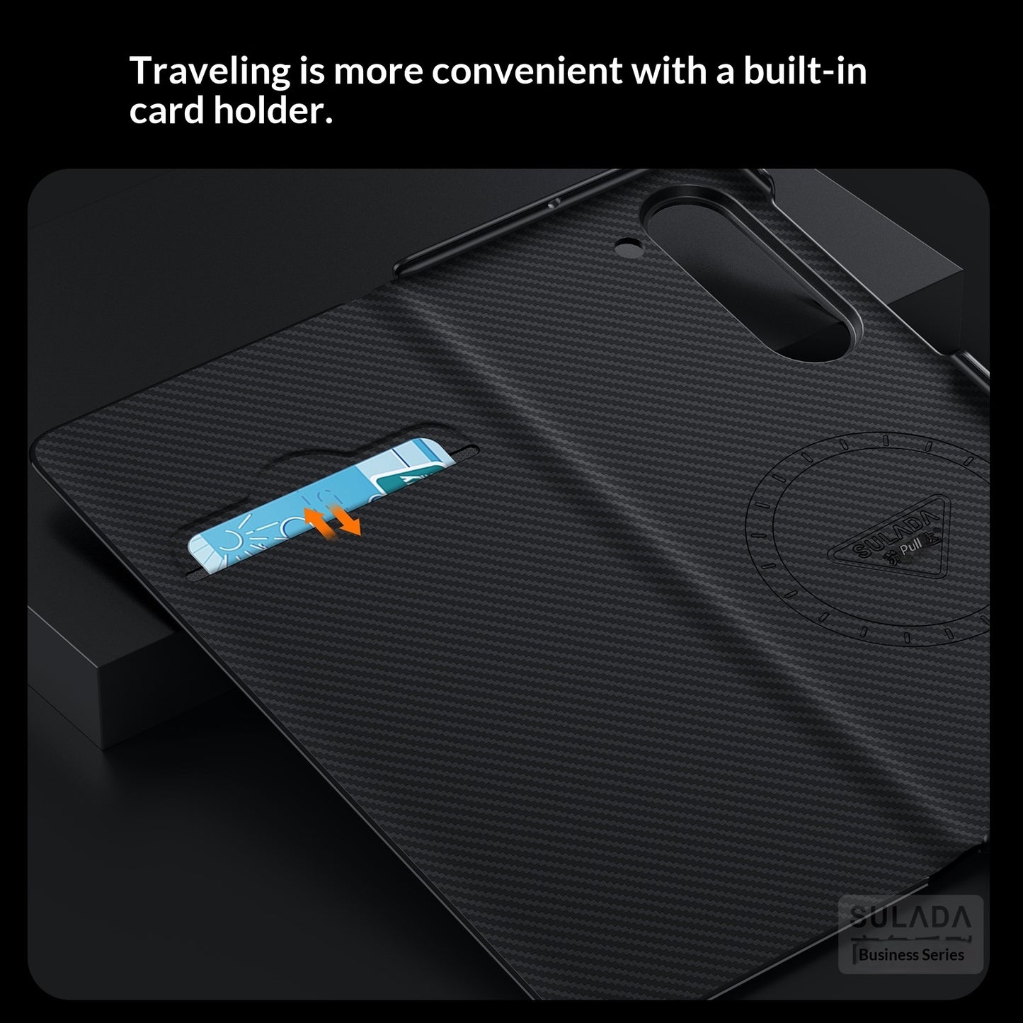 Carbon-fiber Leather Flip Case With Magnetic Card Slots For Phones
