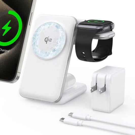 3-in-1 Foldable 25W Wireless Charger For Smartwatches Phones, And Headphones