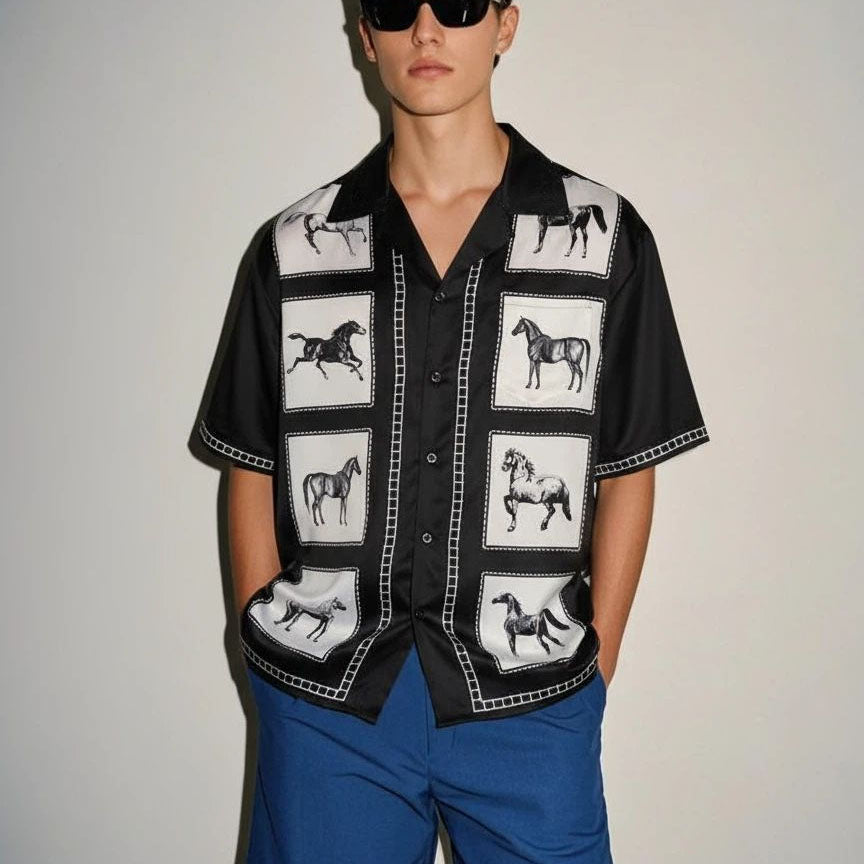 Cuban-flag Print Men's Short-sleeve Shirt