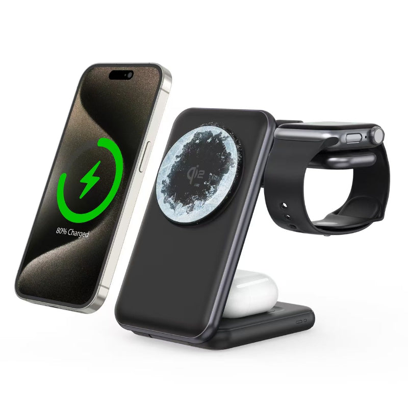 3-in-1 Foldable 25W Wireless Charger For Smartwatches Phones, And Headphones