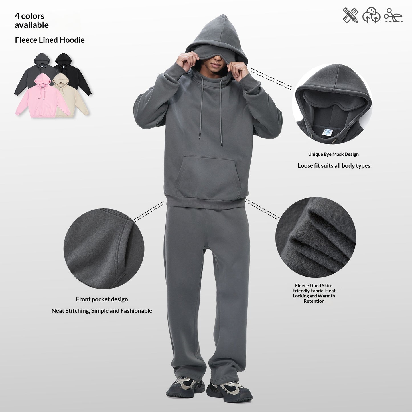 American-style Fleece-lined Thickened Heavy-weight Men's Hoodie