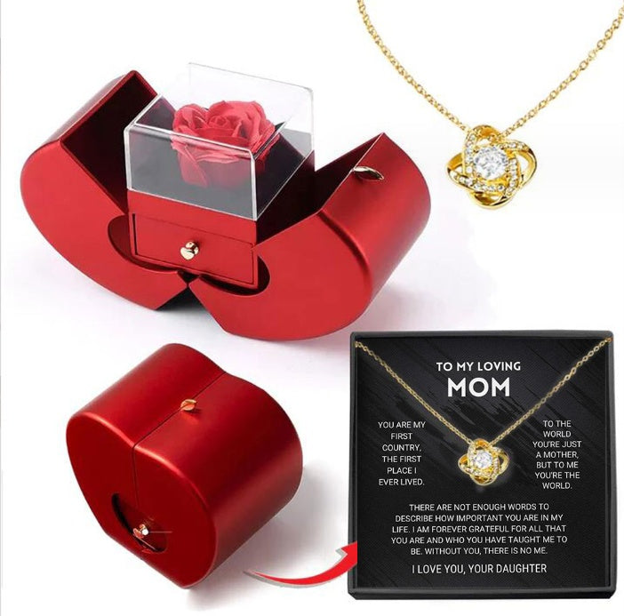 Fashion Jewelry Box Red Apple Christmas Gift Necklace 