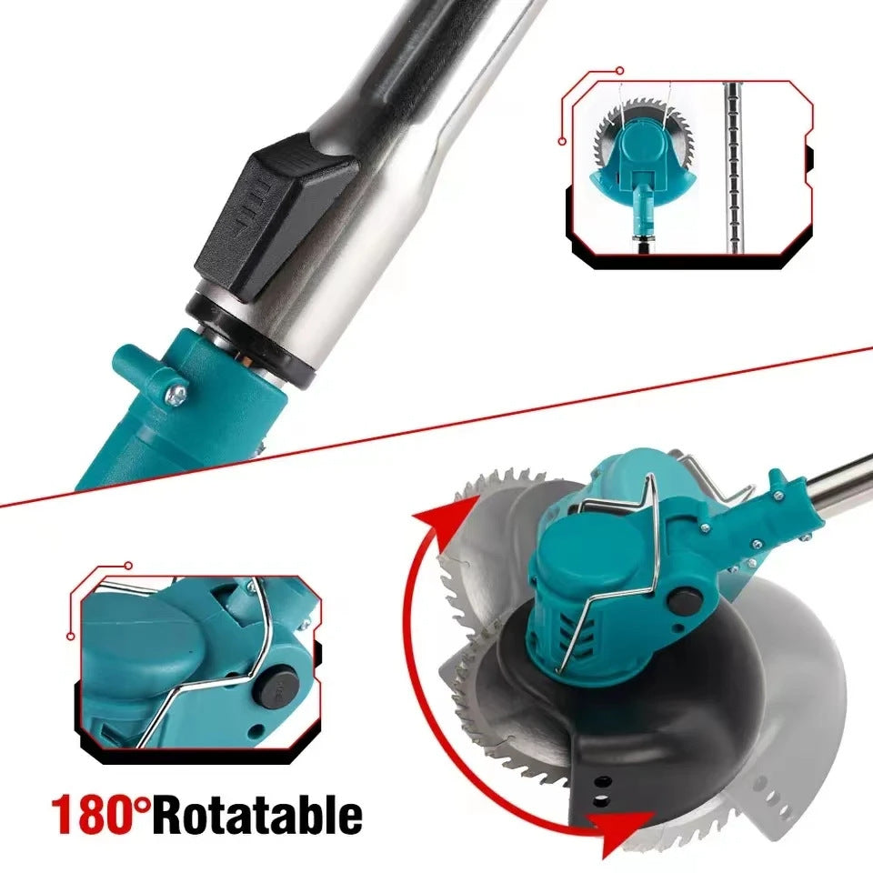 Folding Lithium Mower Electric Lawn Mower with 180° rotatable head and interchangeable blades for versatile lawn care.