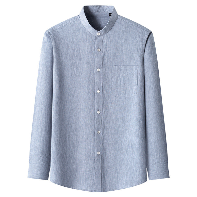 Men's Light-Duty Washed Business-Casual Solid-Color Shirt