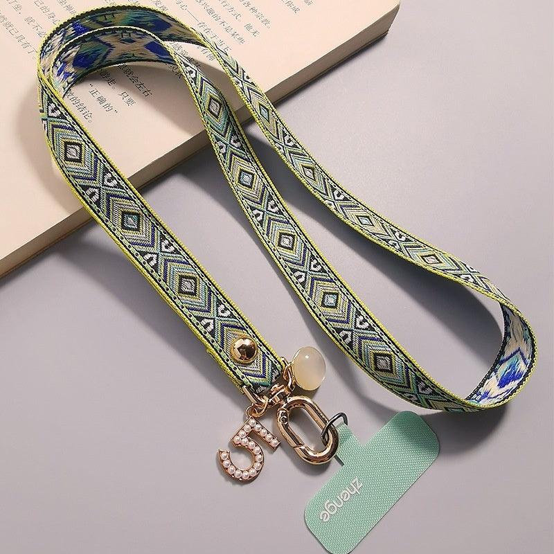 Retro Patterned Embroidered Braided Sturdy Anti-loss Lanyard For Phones