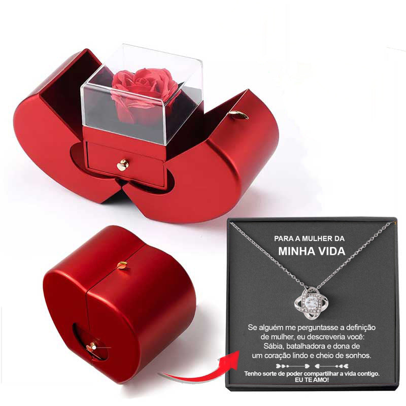 Fashion Jewelry Box Red Apple Christmas Gift Necklace 